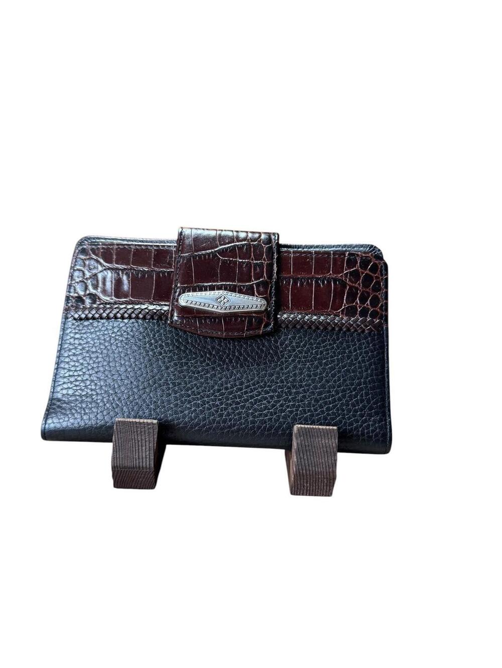Brighton Two-Tone Leather Wallet with Crocodile Embossed